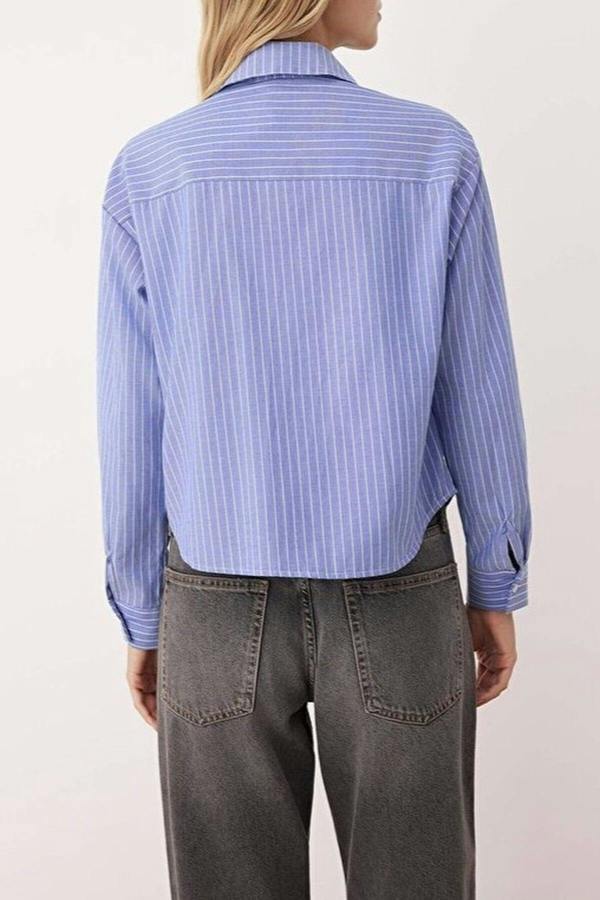 WOVCOR Jacket Collar Striped Woven Shirt