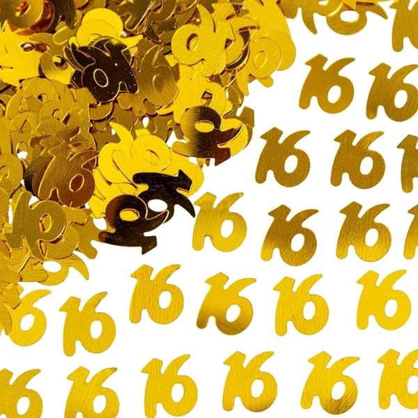 16th Birthday Gold Metallic Confetti Table Decoration Set, Foil Finish in 1, 2 or 4 Pack Options image 2