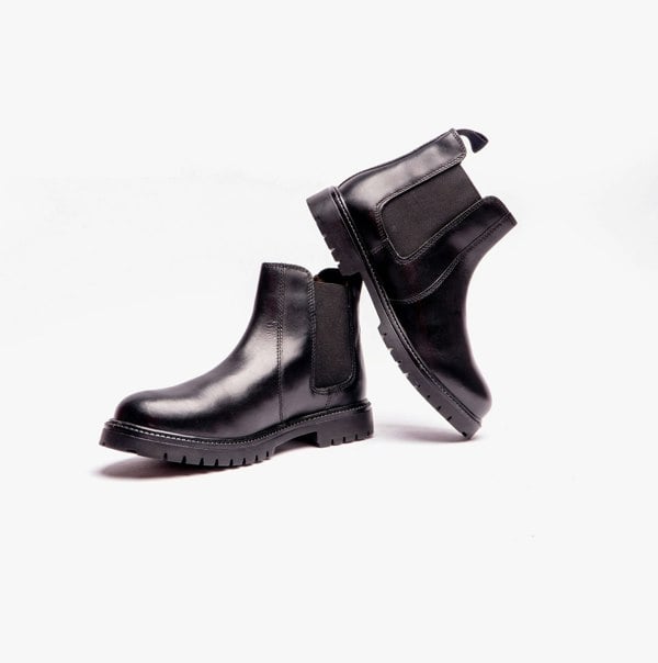 Roamers B525A Unisex Kids Leather Chelsea Boots Black