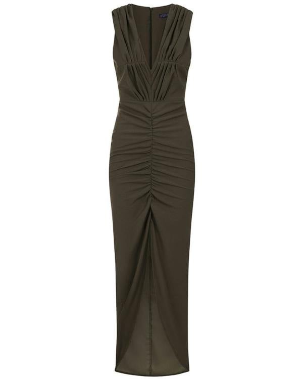 HotSquash Deep V-Neck Ruched Dress