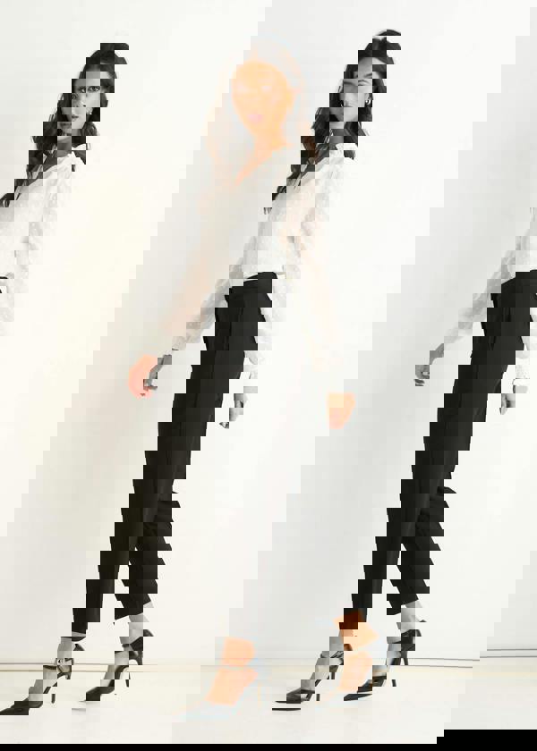 Gini London Black Ankle Grazer Cigarette Tailored Trousers