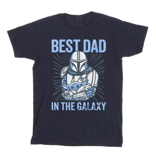 Star Wars Mens Mandalorian Best Dad Galaxy T-Shirt - Navy Blue