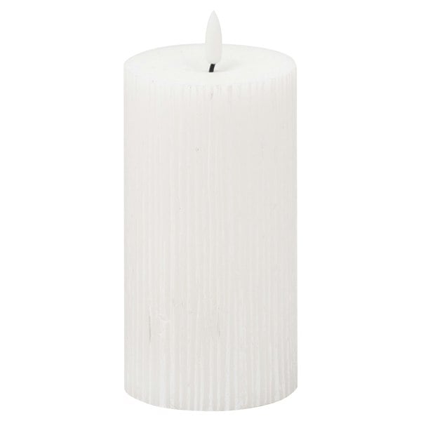 Hill Interiors Luxe Collection Ribbed Natural Glow Electric Candle - White