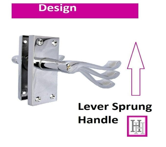 EDH Door Hardware Polished Chrome Victorian Scroll Door Handles – Lever Latch on Backplate – Pack of 4 Pairs