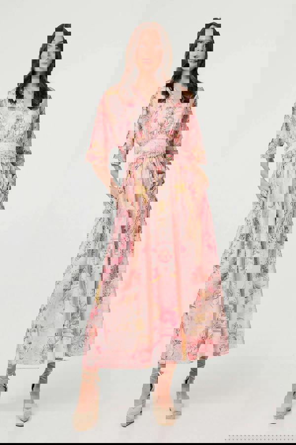 Pink | Relaxed 3/4 Sleeve Empire Maxi Dress