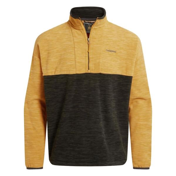 Craghoppers Mens Esk Colour Block Melange Half Zip Fleece Top - Black Pepper Marl - 