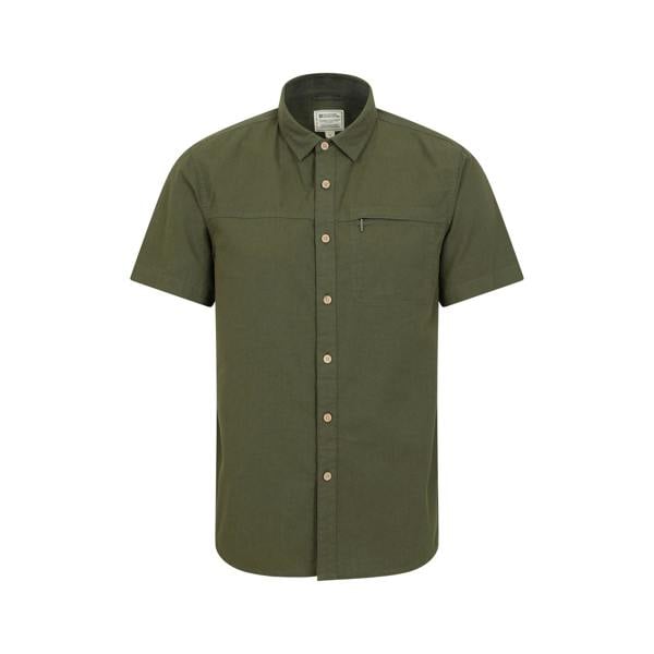 Mountain Warehouse Mens Coconut Slub Short-Sleeved Shirt - Khaki Green - 