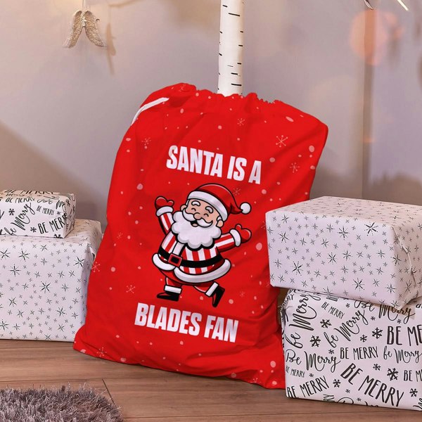 BritishmadeGifts Santa is a Blades Fan - Football Fan Santa Sack