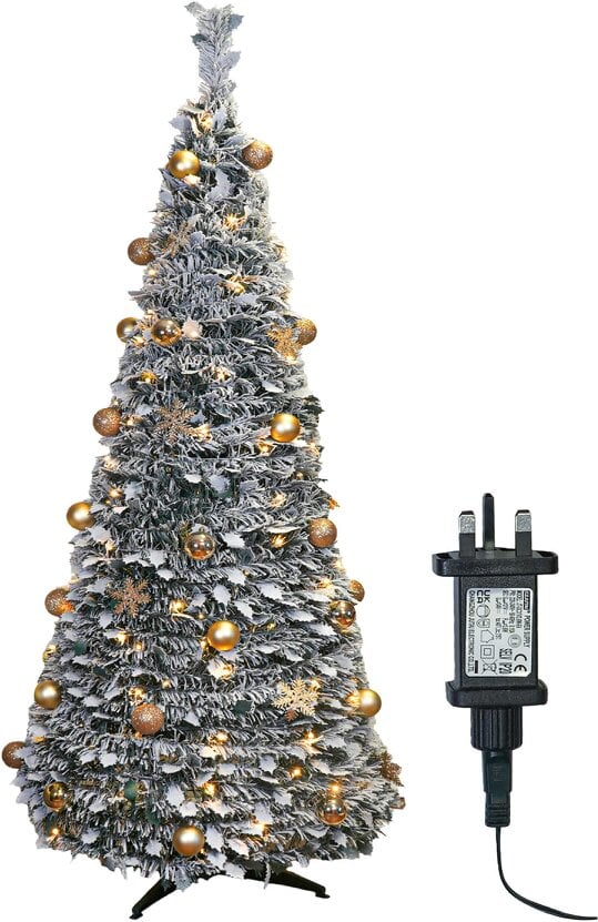 Scotts of Stow Xmas Haus PreLit Led Pop Up Gold Decor Xmas Tree