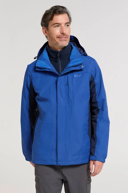 Mountain Warehouse Mens Thunderstorm 3 in 1 Waterproof Jacket - Blue