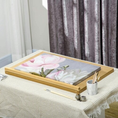 Bobobiy Desktop Table A2 Easel Craft Workstation, Adjustable Beechwood Table Top Easel, Portable Folding Artist Drawing & Sketching Board for Adults