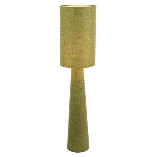 Happy Homewares Modern Olive Green Linen Fabric Floor Lamp with Drum Shade and Base