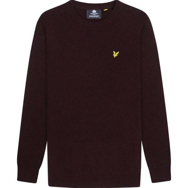 Lyle & Scott Crew Neck Lambswool Marl Blend Jumper - Burgundy