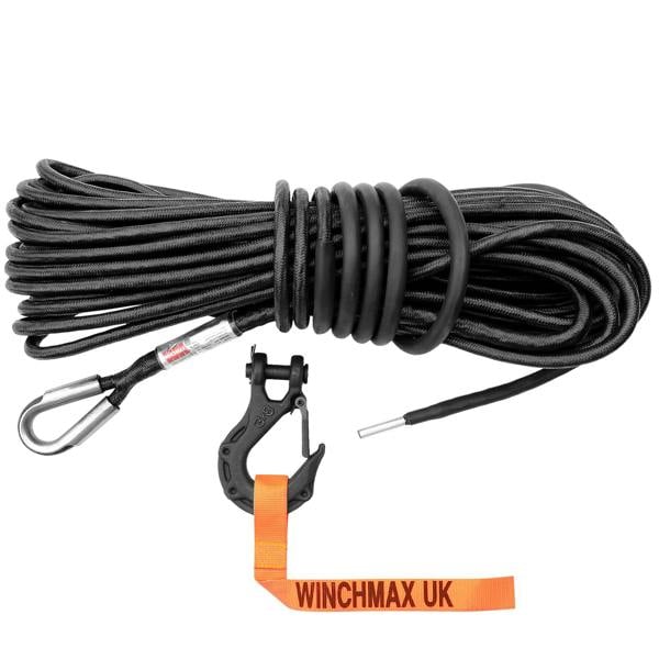Winchmax Armourline Synthetic Rope 25m x 10mm with Tactical Hook - MBL 9,500kg - Hole Fix