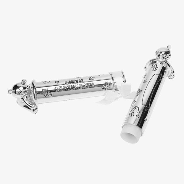 T. H. Baker Celebrations Twinkle Silver Plated Birth Certificate Tube Gift CG310C