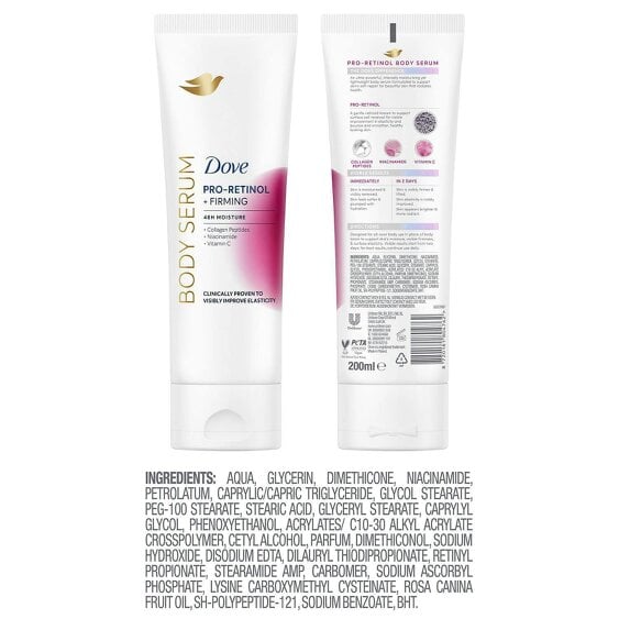 Dove Pro Retinol Firming Body Serum 6 Pack, Collagen Peptides & Vitamin, 6x200ml
