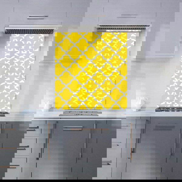 Warren Reed - Designer Geometric Yellow Quatrefoil Wave Kitchen Splashback