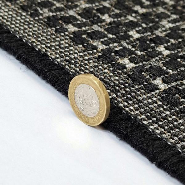 Viva Rugs Non-Slip Black Kitchen Rug Plain Solid Design Flat Weave Sisal Look Mat and Runner