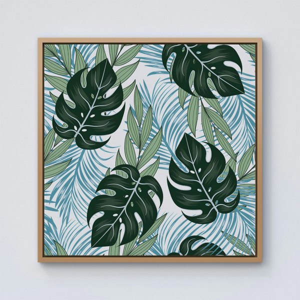 Warren Reed Tropical Pattern And Flowers Framed Canvas