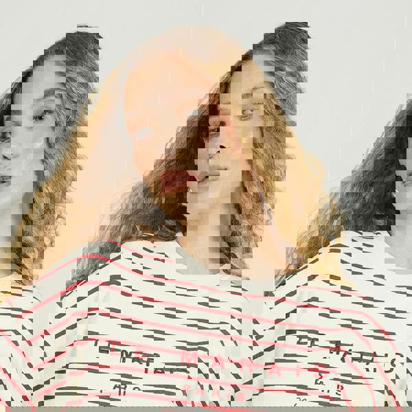 Brave Soul Red Stripe Embroidered Crew Neck Sweatshirt - Red Image 4