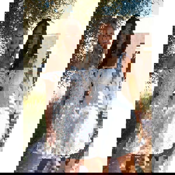 Pink Vanilla Ditsy Off The Shoulder Mini Dress