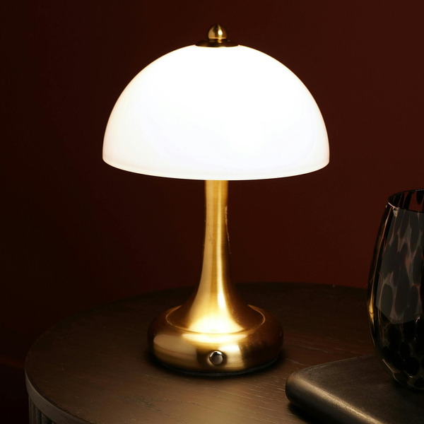 Hestia Bronze Domed Opaque Glass USB LED Touch Table Lamp