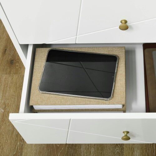 Wyld Haus Nebaso Metal And Wood White Tall 4 Drawer Chest With Hairpin Legs