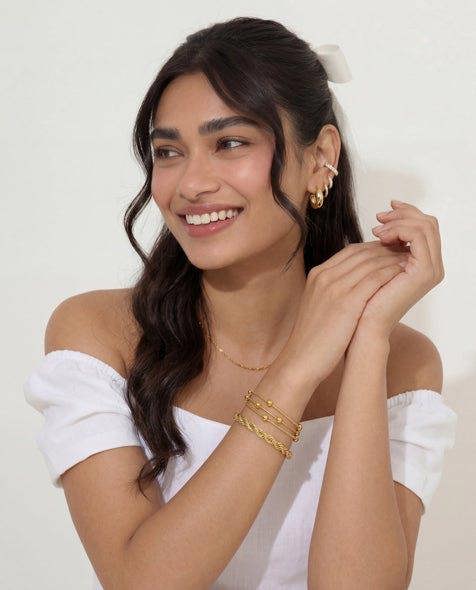 Elk & Bloom Triple Satellite Chain 14K Gold Link Bracelet