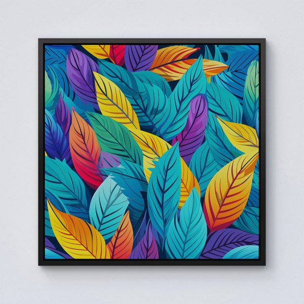 Warren Reed Bright Colourful Leaves Framed Canvas