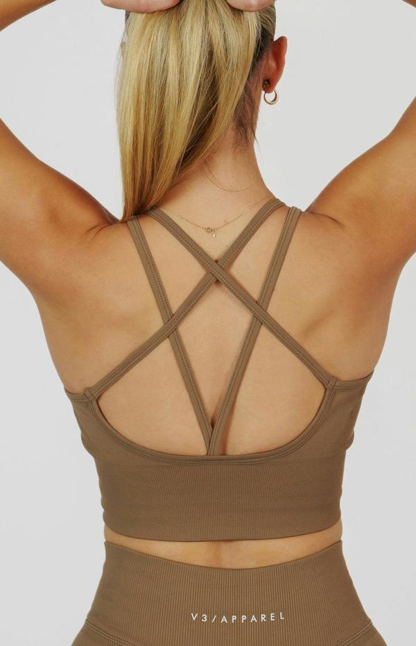 V3 Apparel Form Seamless Scrunch Shorts & Sports Bra Set - Cocoa Beige