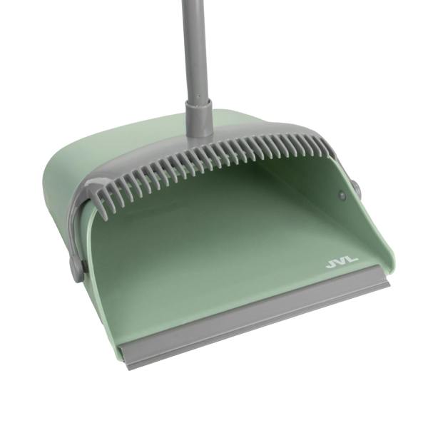 JVL Long Handle Lobby Dust Pan And Brush Set - Green