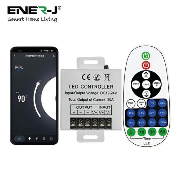 ENER-J 12V/24V Dimmable WiFi Controller for LED Strips, Max 360W
