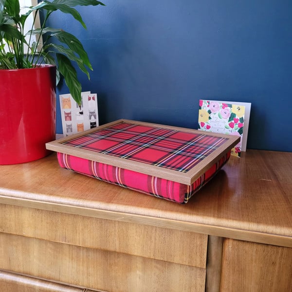 Made in the Mill Royal Stewart Red Tartan Luxury Lap Tray with Bean Bag