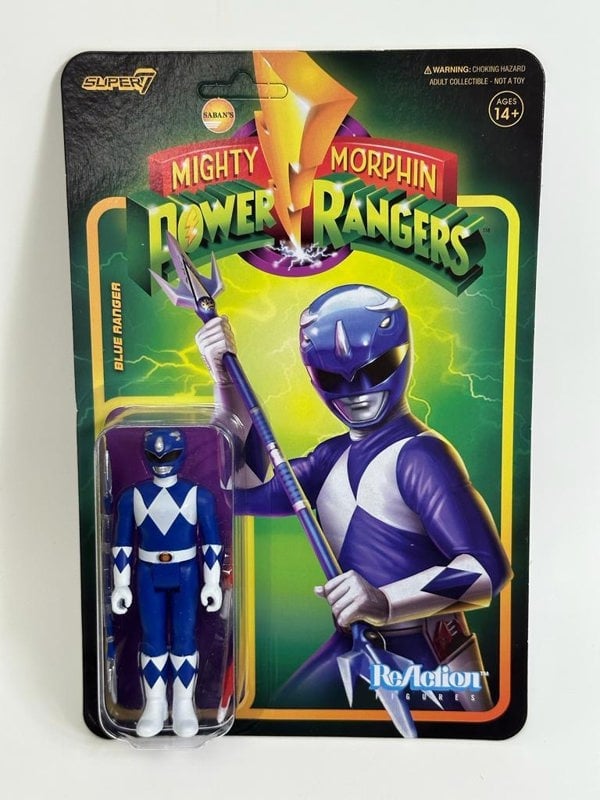 Re Action Figure Super 7 Blue Ranger Mighty Morphin Power Rangers 3.75 Inch Re Action Super7