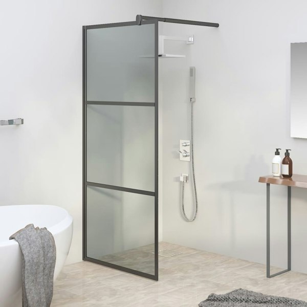Berkfield Walk-in Shower Wall 90x195cm Dark ESG Glass Black