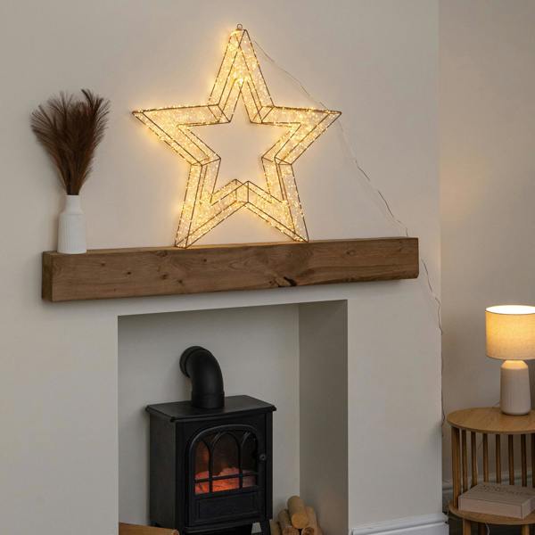 Samuel Alexander 79cm Gold Christmas Star Light with 2400 Warm White LEDs & Timer