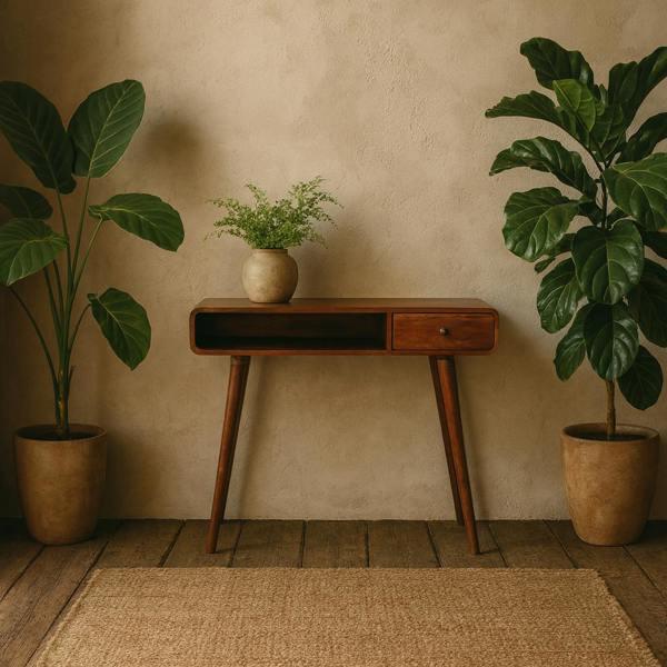 Wyld Haus Ostuni Curved Chestnut Writing Desk