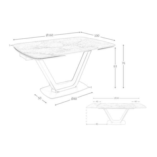 Angel Cerdá Oval Barrel porcelain marble and black steel extending dining table 1132