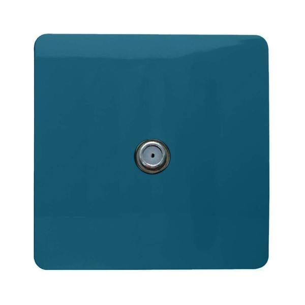 Trendi Switch 1 Gang Male F-Type Satellite Television Socket in Ocean Blue