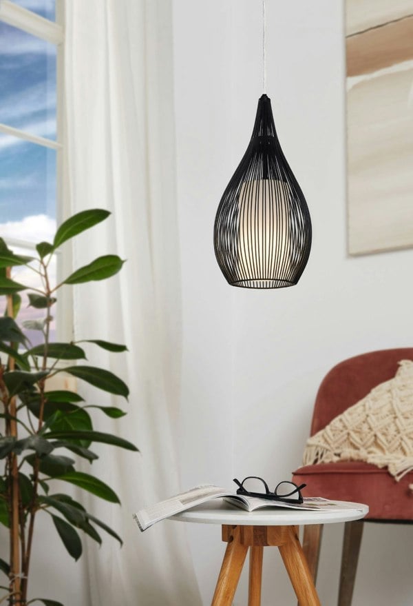 EGLO Razoni Teardrop Shaped Pendant Black/White