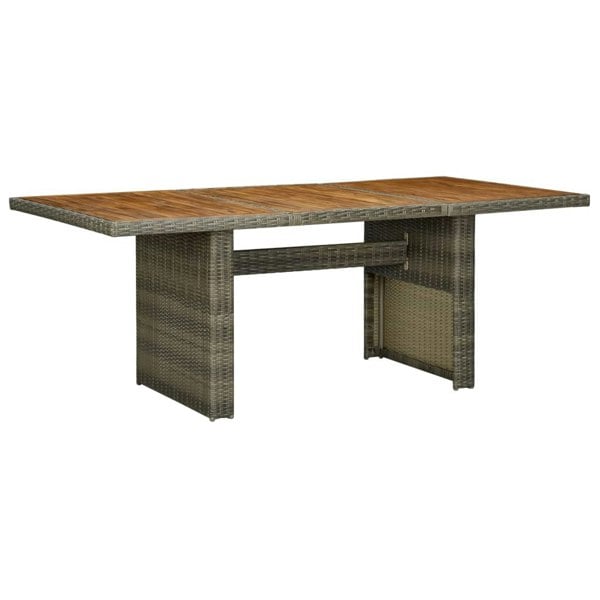 Berkfield Garden Table Brown Poly Rattan and Solid Acacia Wood