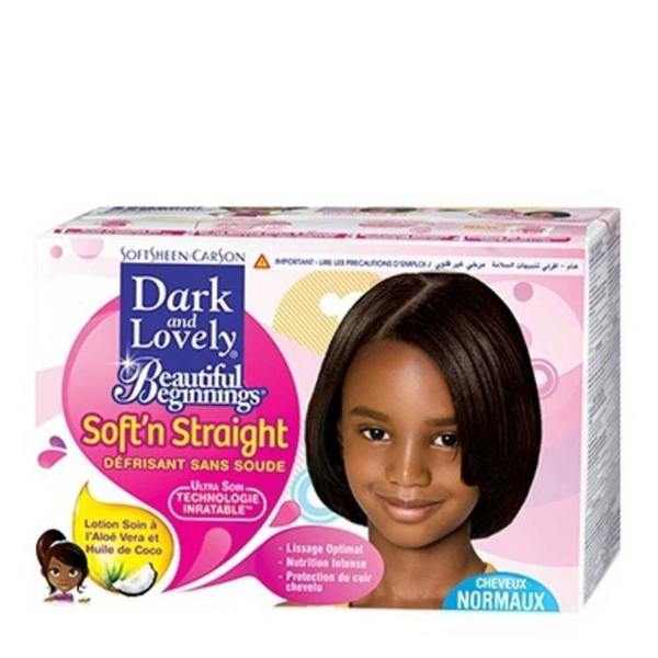 Kids hair relaxer kit with gentle no-lye formula
