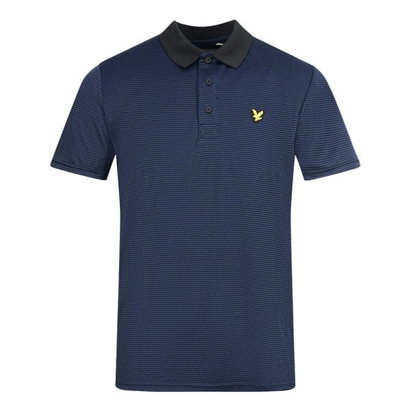 Lyle & Scott Navy Blue Golf Microstripe Polo Shirt