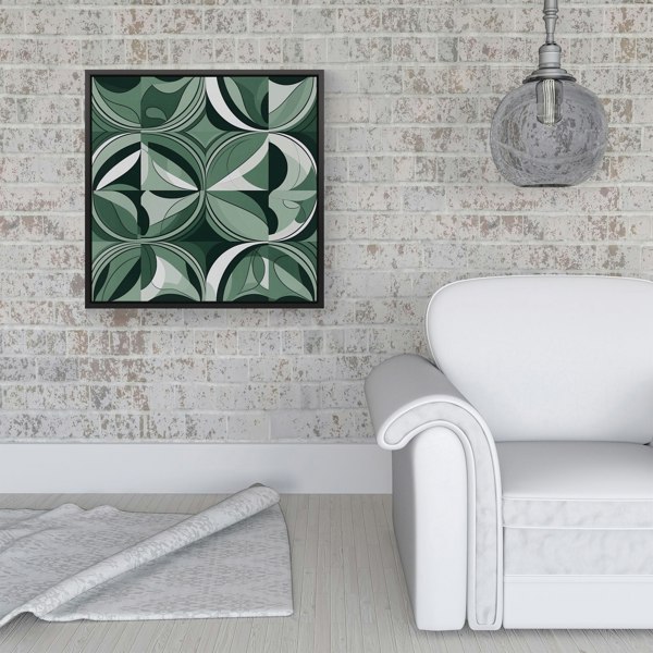 Warren Reed Geometric Green Black Framed Canvas