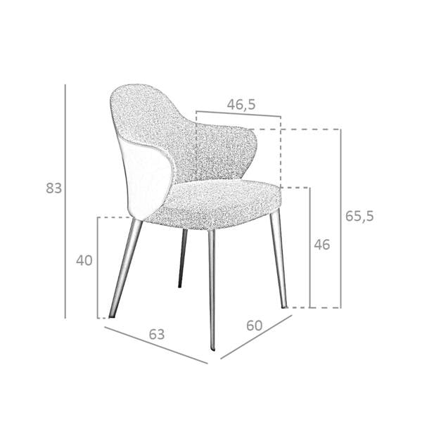 Angel Cerdá Dark Grey Fabric and Leatherette Chair 4102
