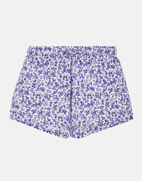 Women's Crisp Cotton Short Pyjama Set – Blue Rosy Posy - British Boxers