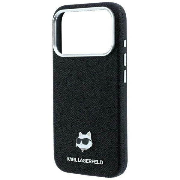 Karl Lagerfeld Grained Choupette Head Metal Logo Case with MagSafe for iPhone 17/18 Pro Max 6.9" Black - KLHMP18X6PSCHLK