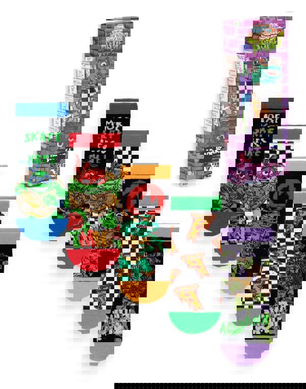 Teenage Mutant Ninja Turtles Boys Multicoloured More Skate Less Hate Calf Socks Set of 5