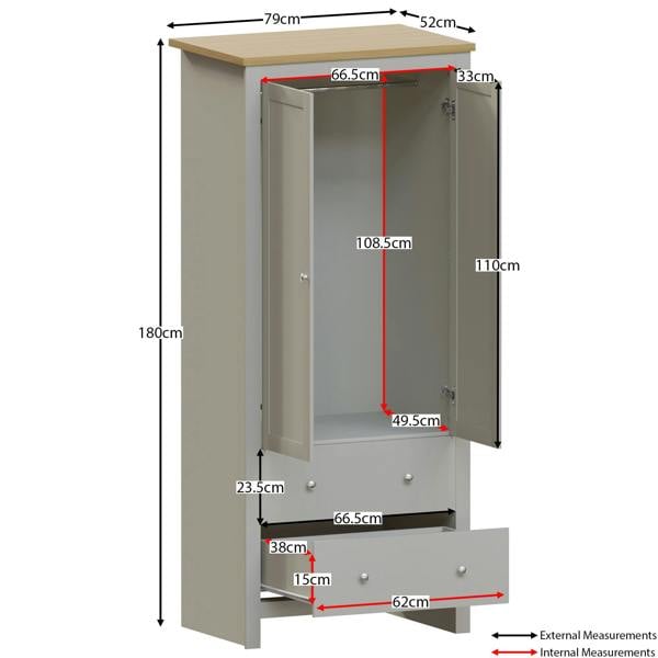 Vida Designs Arlington 2 Door 2 Drawer Wardrobe