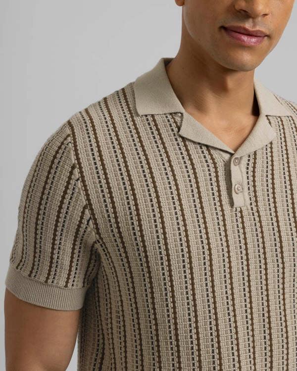 Steel & Jelly Bow - Stripe Knitted Polo Shirt